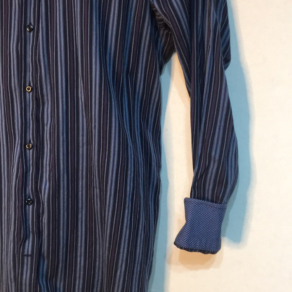 TD Thomas Dean Men’s Shirt Blue Flip Cuffs Button Front 2XL - Picture 4 of 8